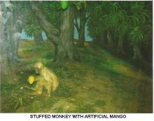 STUFFED MONKEY WITH ARTIFICIAL MANGO